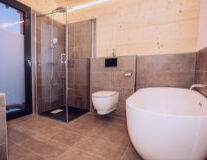 indoor, floor, plumbing fixture, bathtub, shower, wall, tap, bathroom, toilet, bathroom accessory, design, interior